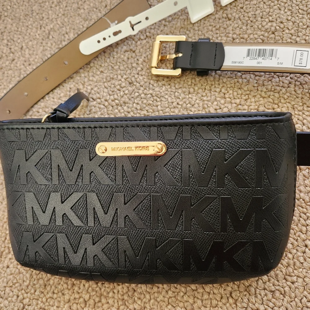 Michael Kors Black and Gold Belt Bag
